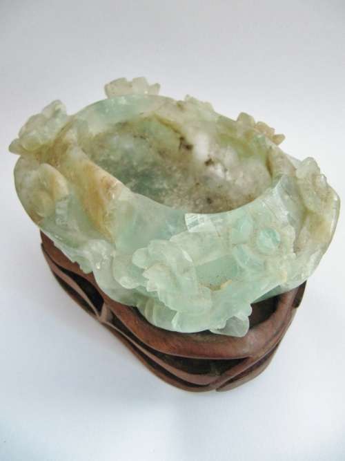 Rare! Antique Chinese Carved Quartz Brush Washer Bowl