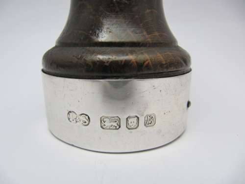 Vintage Silver Rimmed Wooden Pepper Grinder