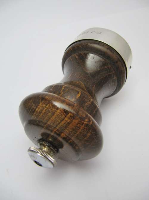 Vintage Silver Rimmed Wooden Pepper Grinder