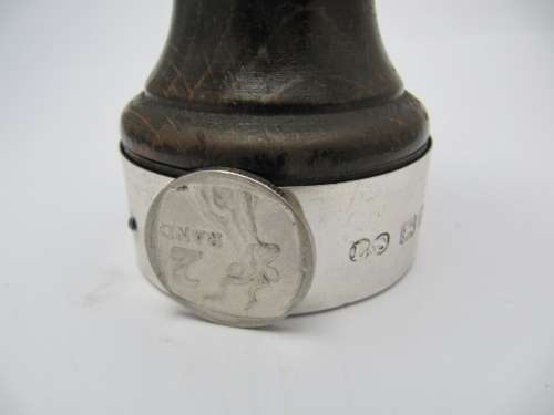Vintage Silver Rimmed Wooden Pepper Grinder