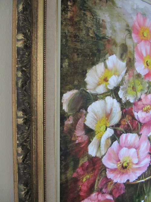 Superb! Mia Venter - Large Poppy Floral Bouquet Oil Painting