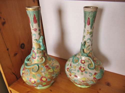 Pair of Large Eastern/Oriental Earthenware Vases