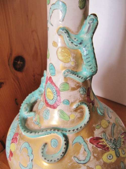 Pair of Large Eastern/Oriental Earthenware Vases