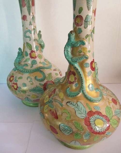 Pair of Large Eastern/Oriental Earthenware Vases