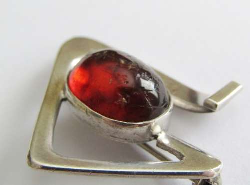Lovely Vintage Silver and Rustic Amber Brooch