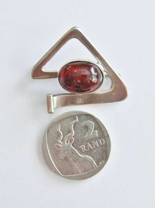 Lovely Vintage Silver and Rustic Amber Brooch