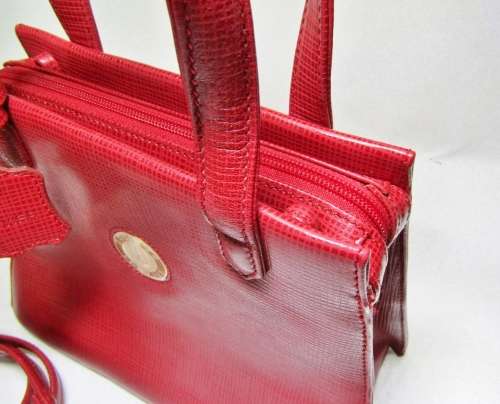 Vintage French Charles Louvier Red Leather Handbag