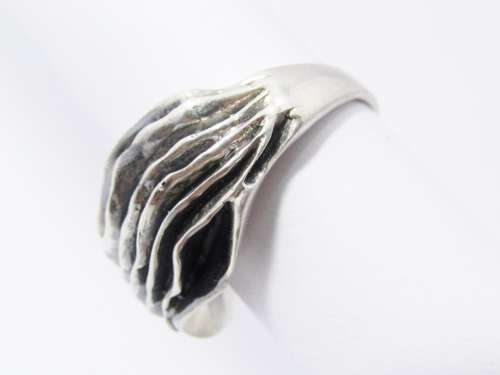 A Gorgeous Weighty Multi Layered Brutalist Design Ring in Sterling Silver.