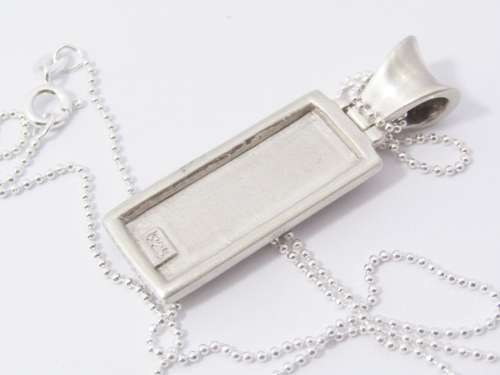 A Stunning Large Blue inlay Pendant On Chain in Sterling Silver.