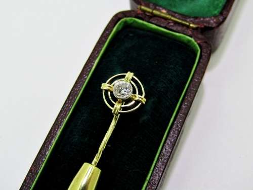 Beautiful! Antique 9CT Gold & Diamond Stick Pin