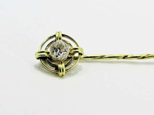Beautiful! Antique 9CT Gold & Diamond Stick Pin