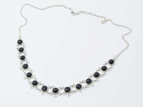 A Gorgeous Black Stone Necklace in Sterling Silver.