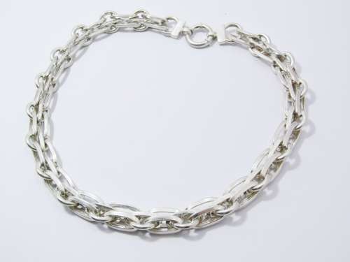 Double Row Chunky Fancy Link Necklace With a Signoretti Clasp in Sterling Silver