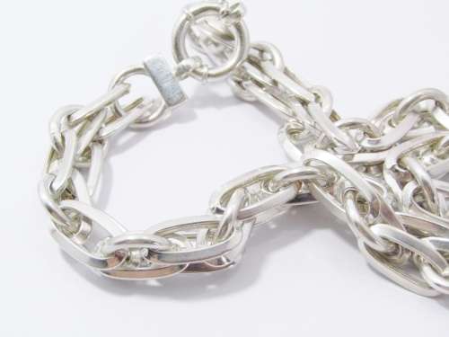 Double Row Chunky Fancy Link Necklace With a Signoretti Clasp in Sterling Silver