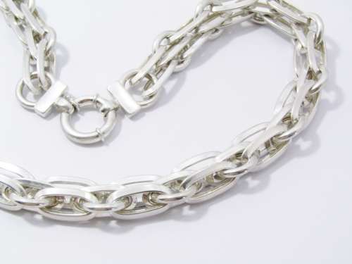 Double Row Chunky Fancy Link Necklace With a Signoretti Clasp in Sterling Silver