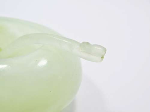 Vintage Jadeite Carved Salt Cellar with Spoon