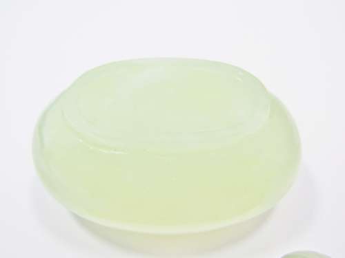Vintage Jadeite Carved Salt Cellar with Spoon