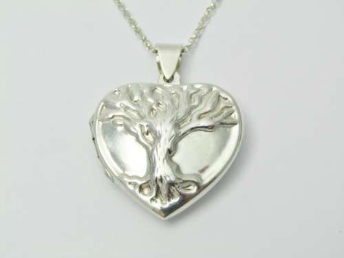 Gorgeous Heart Design Tree of Life Locket On chain in Sterling Silver