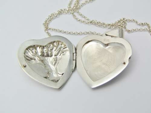 Gorgeous Heart Design Tree of Life Locket On chain in Sterling Silver
