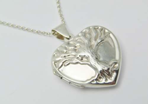 Gorgeous Heart Design Tree of Life Locket On chain in Sterling Silver