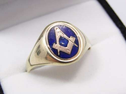 Vintage 9CT Gold Masonic Swivel Signet Ring