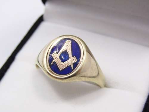 Vintage 9CT Gold Masonic Swivel Signet Ring