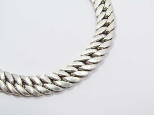 Magnificent Flat Link  Chunky Necklace in Sterling Silver.