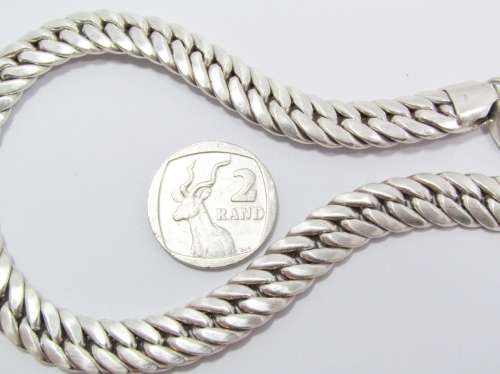 Magnificent Flat Link  Chunky Necklace in Sterling Silver.