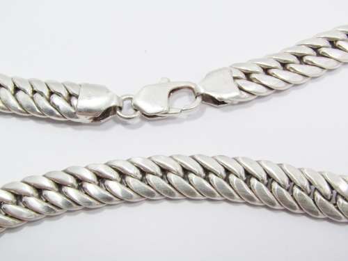 Magnificent Flat Link  Chunky Necklace in Sterling Silver.
