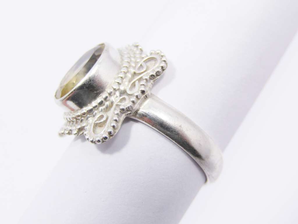 A Lovely Two Tone Citrine Boho Ring in Sterling Silver.