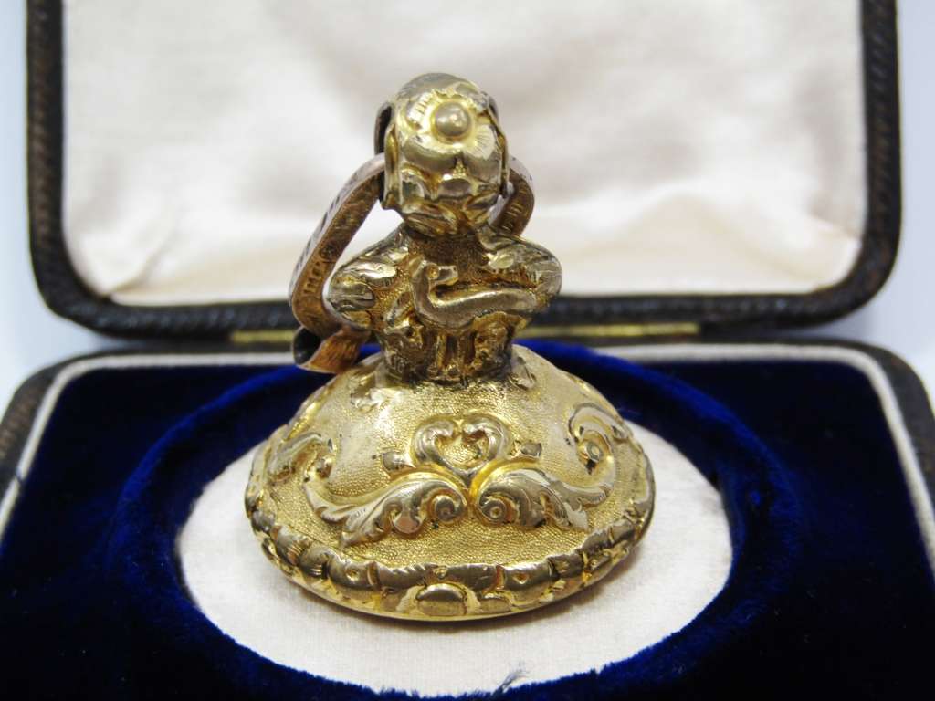 Lovely Large Antique Gold-Tone Fob Seal
