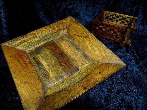 Lovely Solid Wooden Bowl / Tray & Moroccan styled Napkin Holder