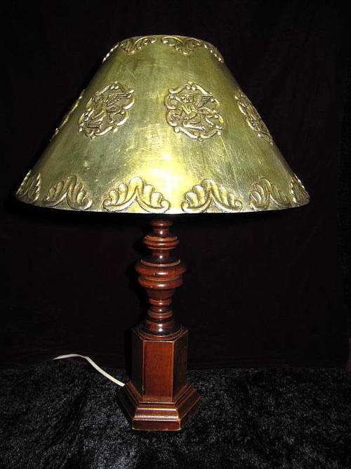 Stunning Vintage Wooden Lamp with designer lampshade!