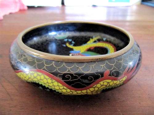 Antique Chinese Cloisonne Dragon round bowl