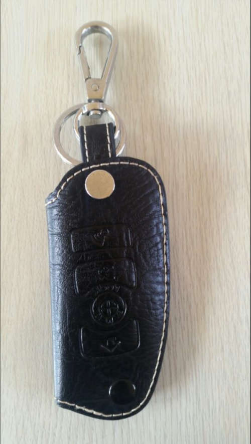 Black Leather Car Key Remote Holder Case Cover for BMW