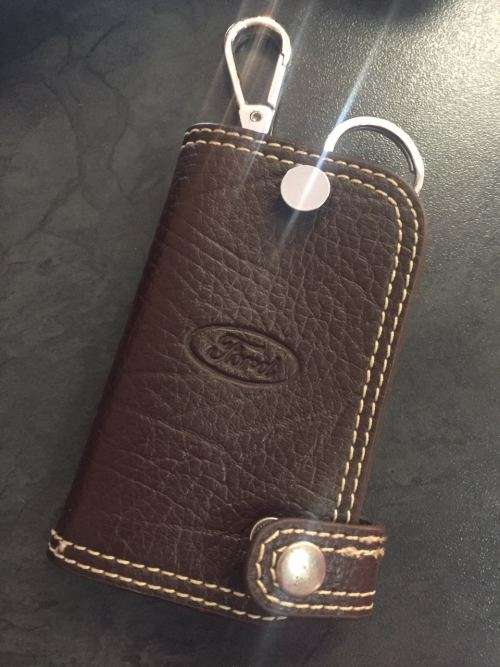 Brown Leather Car Key Remote Holder Case Cover for Ford