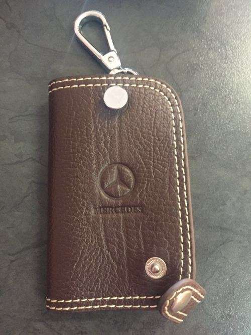 Brown Leather Car Key Remote Case Cover for Mercedes Benz