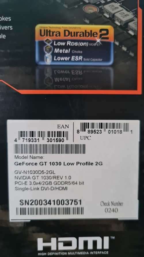 Gigabyte GT 1030 2GB GDDR5 Low Profile