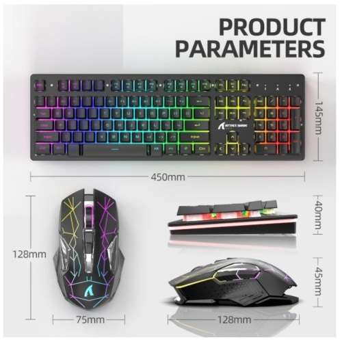 Attack Shark Wireless Gaming Mechanical Keyboard Mouse Type C/USB RGB