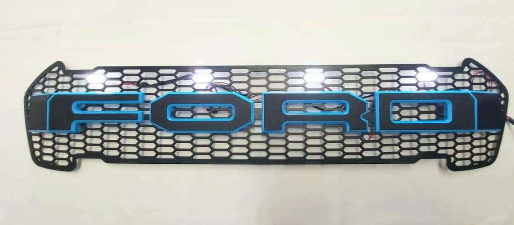 Ford Ranger T7 Facelift Top LED Grill Black Letters with Blue Trim 2016-2019