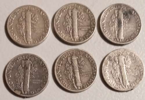 6x Mercury Dimes US