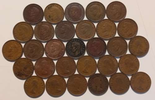 30x SA Half Pennies 1940-1958