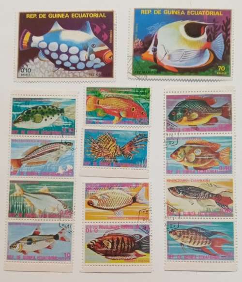 pack of 14 stamps from Equitorial Guinea (all fish collection)