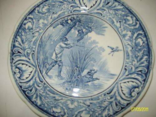 *****VINTAGE BOCH*****  Delft Boch plate large hunting scene water