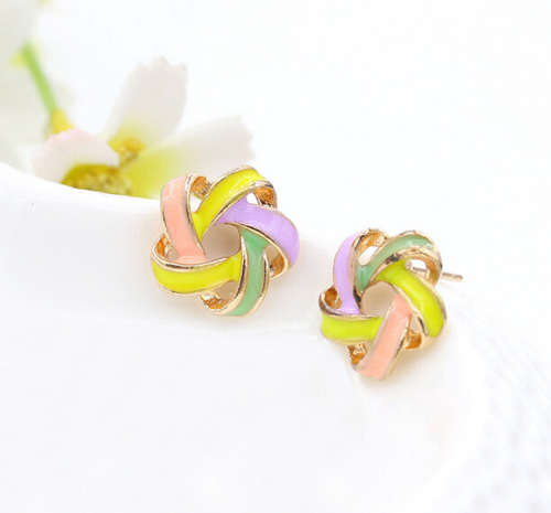 COLOURFUL WINDMILL EAR RING STUDS