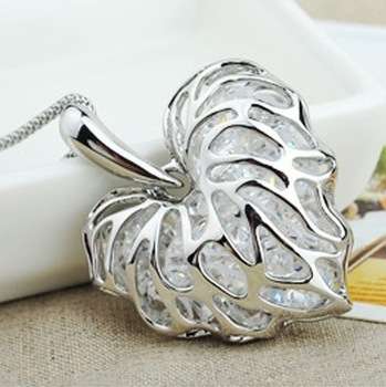 HOLLOW HEART SILVER PLATED NECKLACE WITH CHAIN