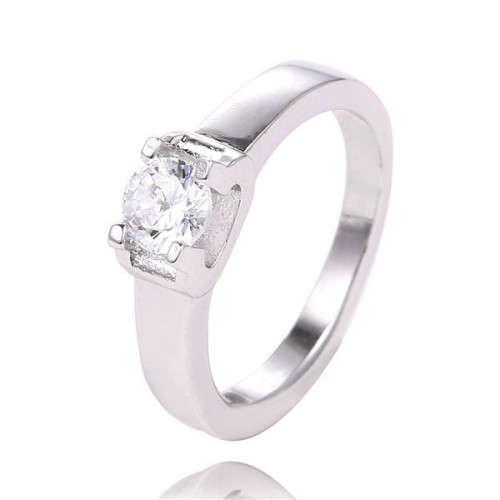BEAUTIFUL SILVER PLATED CLEAR CUBIC ZIRCON RING SIZE 6