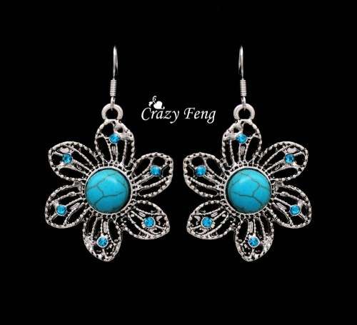 HIGH QUALITY SILVER PLATED FLOWER EARRINGS