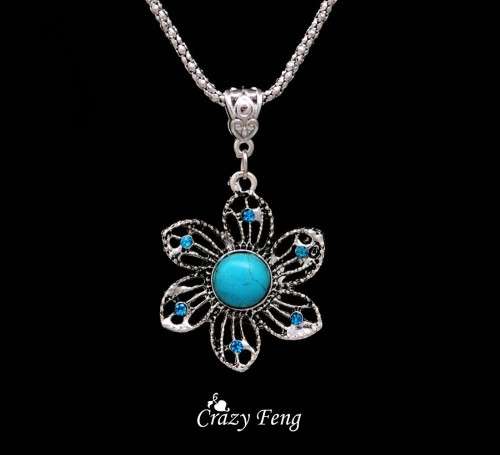 HIGH QUALITY SILVER PLATED FLOWER PENDANT AND CHAIN