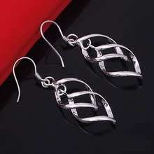 FASHION DOUBLE POPULAR DANGLING EAR RINGS IN SILVER PLATED